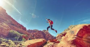 Leaping over the rocks